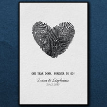 Load image into Gallery viewer, First Year Wedding Anniversary Print &quot;Fingerprints crossed&quot;