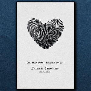 First Year Wedding Anniversary Print "Fingerprints crossed"